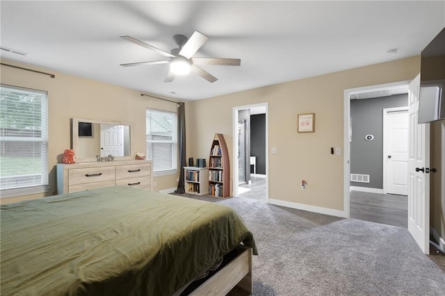 131 Cedar Ct, Warrensburg, MO 64093 - carpeted bedroom with multiple windows, baseboards, and ceiling fan