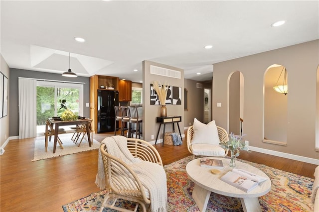 3601 NW 56th St, Houston Lake, MO 64151 - living room with light wood finished floors, recessed lighting, and baseboards
