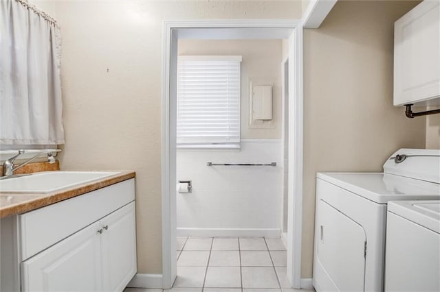 1501 Osage St, Leavenworth, KS 66048 - washroom featuring separate washer and dryer and light tile patterned flooring