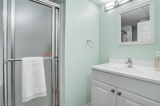 1501 Osage St, Leavenworth, KS 66048 - bathroom featuring vanity and an enclosed shower