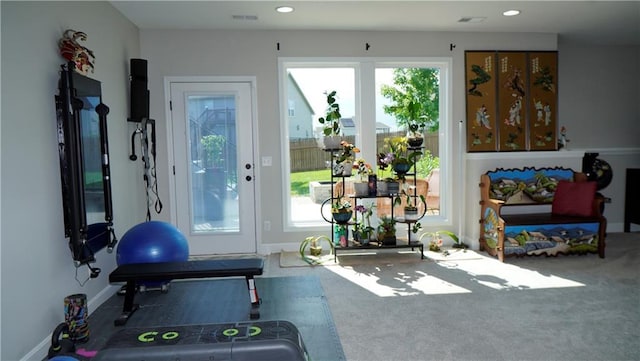 6418 N 141st St, Basehor, KS 66007 - exercise area featuring carpet, recessed lighting, and baseboards