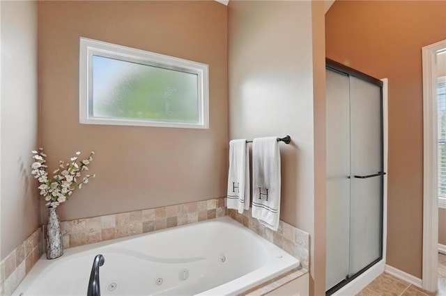 10136 N Wallace Ave, Kansas City, MO 64157 - bathroom with a jetted tub and a stall shower