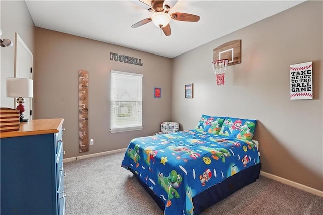 10136 N Wallace Ave, Kansas City, MO 64157 - bedroom with carpet, baseboards, and ceiling fan