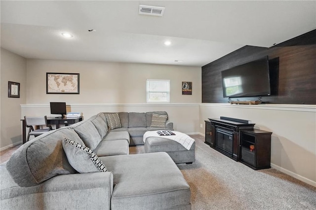 10136 N Wallace Ave, Kansas City, MO 64157 - carpeted living room featuring baseboards and recessed lighting