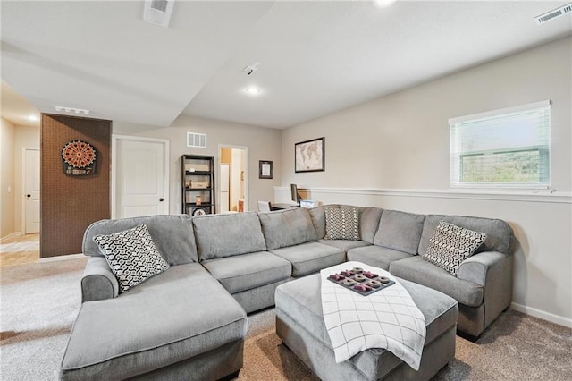10136 N Wallace Ave, Kansas City, MO 64157 - living area featuring light carpet, baseboards, and recessed lighting