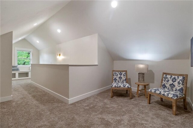 18 Beechwood Ln, Linn Valley, KS 66040 - sitting room featuring vaulted ceiling, carpet floors, and baseboards