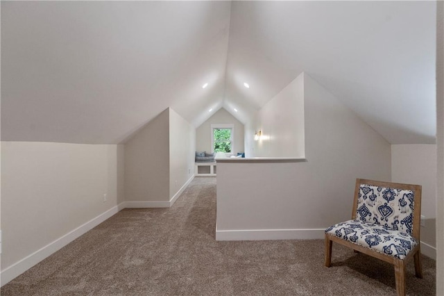 18 Beechwood Ln, Linn Valley, KS 66040 - sitting room featuring vaulted ceiling, carpet flooring, and baseboards
