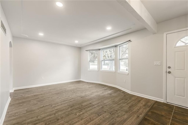 10908 Indiana Ave, Kansas City, MO 64137 - entryway featuring dark wood finished floors, baseboards, and recessed lighting
