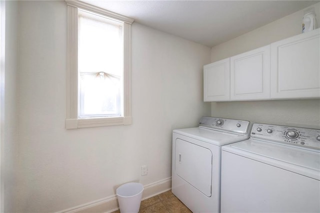 1101 S Independence St, Harrisonville, MO 64701 - laundry area with separate washer and dryer, cabinet space, and baseboards