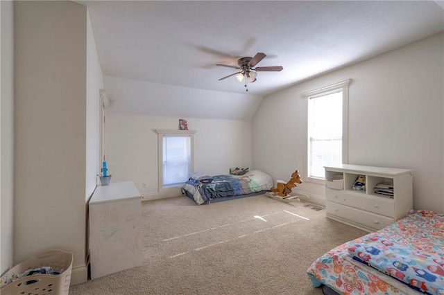 1101 S Independence St, Harrisonville, MO 64701 - bedroom with carpet flooring, lofted ceiling, and ceiling fan