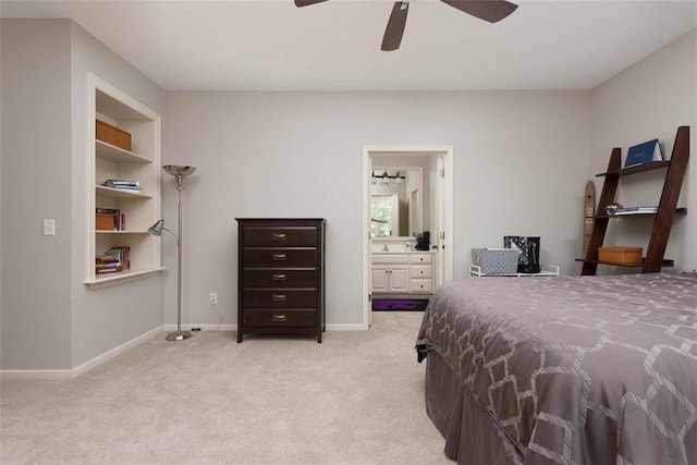 14301 Briar St, Leawood, KS 66224 - bedroom featuring carpet flooring, ceiling fan, and connected bathroom