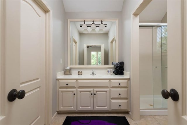 14301 Briar St, Leawood, KS 66224 - full bath featuring a stall shower, vanity, and tile patterned flooring