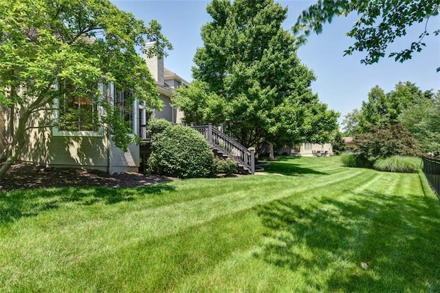 14301 Briar St, Leawood, KS 66224 - view of green lawn featuring stairway