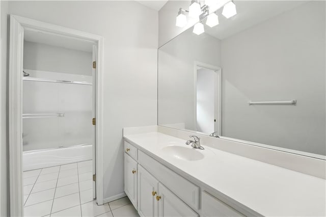 13905 Lucille St, Overland Park, KS 66221 - full bath with vanity, tile patterned flooring, and enclosed tub / shower combo