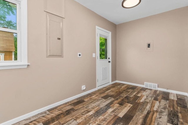1036 Vilas St, Leavenworth, KS 66048 - unfurnished room featuring electric panel, dark wood-style floors, and baseboards