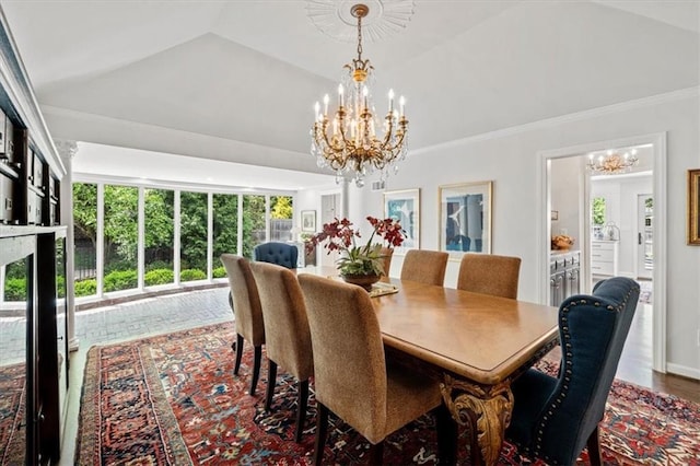 2210 W 69th Ter, Mission Hills, KS 66208 - dining room featuring a chandelier, plenty of natural light, crown molding, and wood finished floors