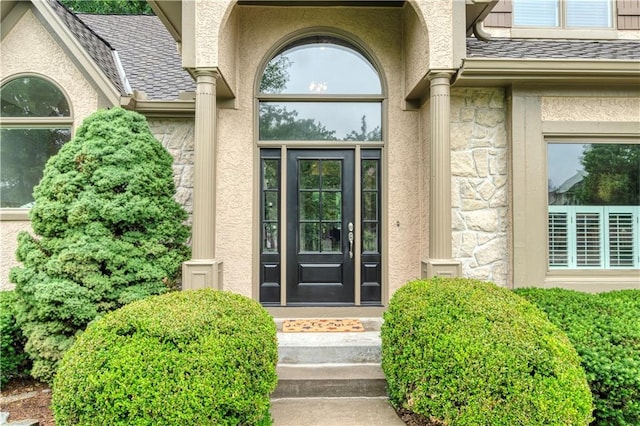 13011 Long St, Overland Park, KS 66213 - entrance to property with stone siding and stucco siding