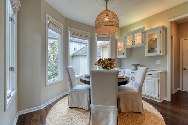 13011 Long St, Overland Park, KS 66213 - dining room featuring healthy amount of natural light, baseboards, and dark wood-style flooring