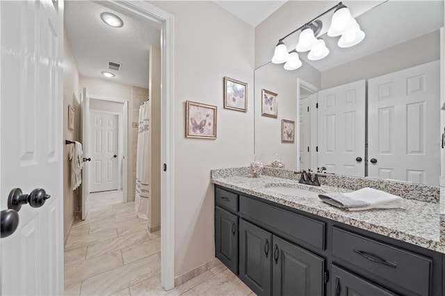 14450 W 146th Ter, Olathe, KS 66062 - full bath featuring vanity, baseboards, and a shower with shower curtain