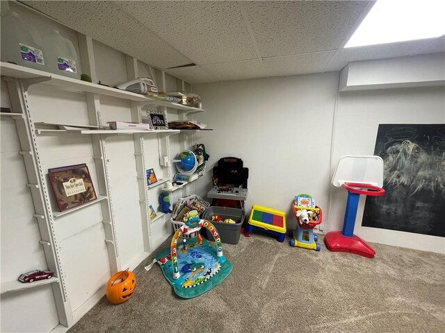 1211 N 6th St, Hiawatha, KS 66434 - recreation room with a paneled ceiling and carpet