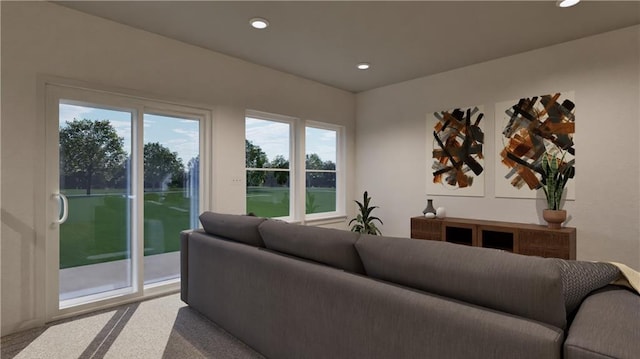 18305 W 166th St, Olathe, KS 66062 - carpeted living room featuring recessed lighting