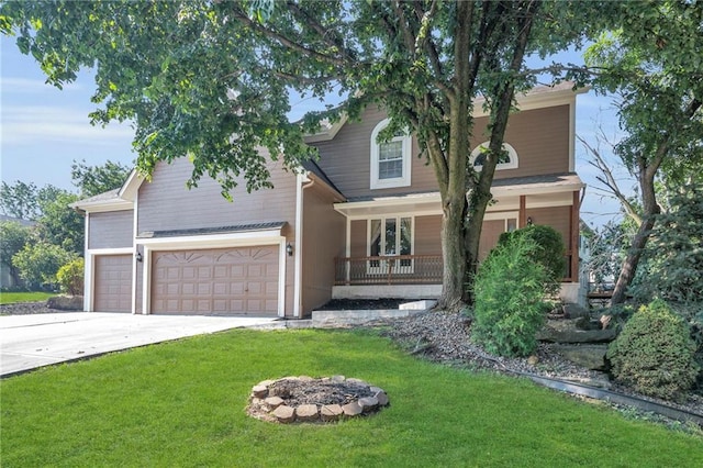 12726 S Rene St, Olathe, KS 66062 - view of front of property with a front lawn, driveway, and a porch