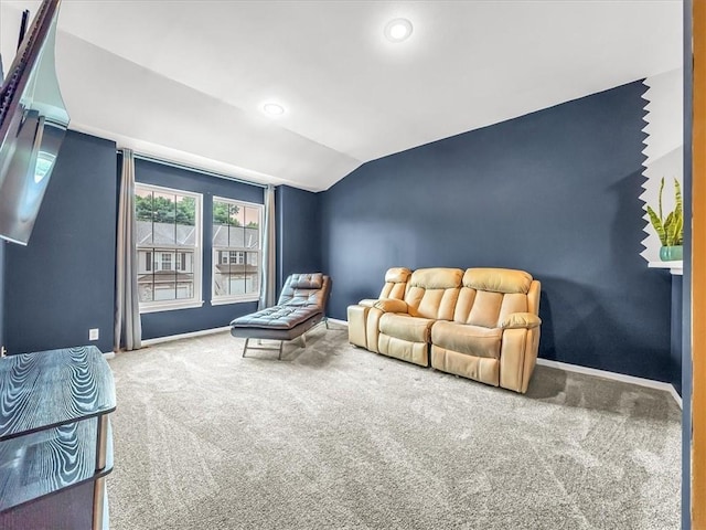 1151 N Mart-Way Dr Unit 103, Olathe, KS 66061 - sitting room featuring carpet, vaulted ceiling, baseboards, and recessed lighting