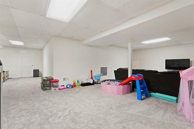8443 Mettee St, Lenexa, KS 66219 - game room featuring carpet and a drop ceiling