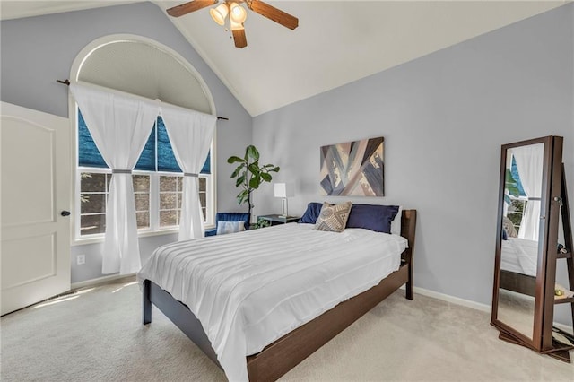 15828 W 61st St, Shawnee, KS 66217 - carpeted bedroom with vaulted ceiling, baseboards, and a ceiling fan