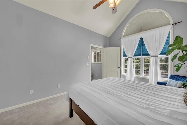 15828 W 61st St, Shawnee, KS 66217 - carpeted bedroom featuring baseboards, a ceiling fan, and high vaulted ceiling
