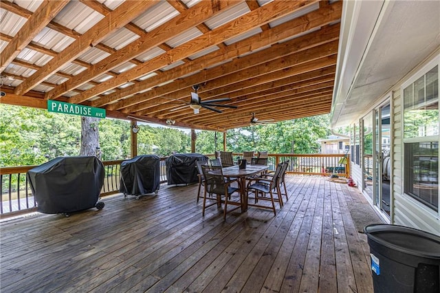 26406 Waterview Dr, Warsaw, MO 65355 - wooden deck featuring outdoor dining space and a grill