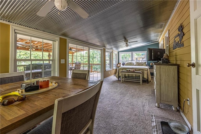 26406 Waterview Dr, Warsaw, MO 65355 - sunroom / solarium with ceiling fan, lofted ceiling, and outdoor dining space