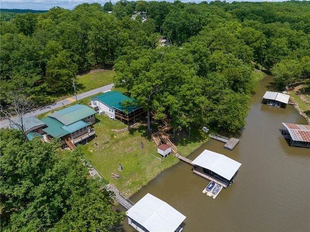 26406 Waterview Dr, Warsaw, MO 65355 - aerial view of a nearby body of water and a heavily wooded area