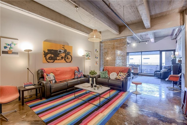 360 W Pershing Rd Unit 250, Kansas City, MO 64108 - living room with beamed ceiling