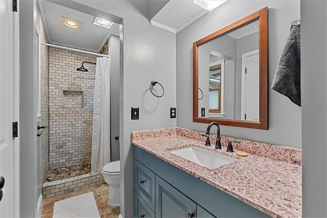 14613 S Locust St, Olathe, KS 66062 - bathroom featuring vanity, tiled shower, and crown molding