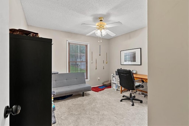 14613 S Locust St, Olathe, KS 66062 - carpeted office featuring a textured ceiling and a ceiling fan