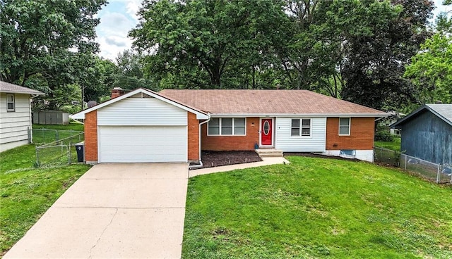 8822 N Mcgee St, Kansas City, MO 64155 - single story home featuring an attached garage, concrete driveway, and brick siding