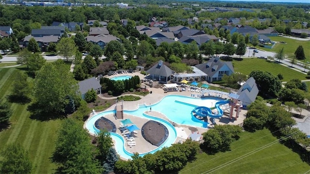 8605 NE Shl Creek Pkwy, Kansas City, MO 64157 - aerial perspective of suburban area featuring a pool area