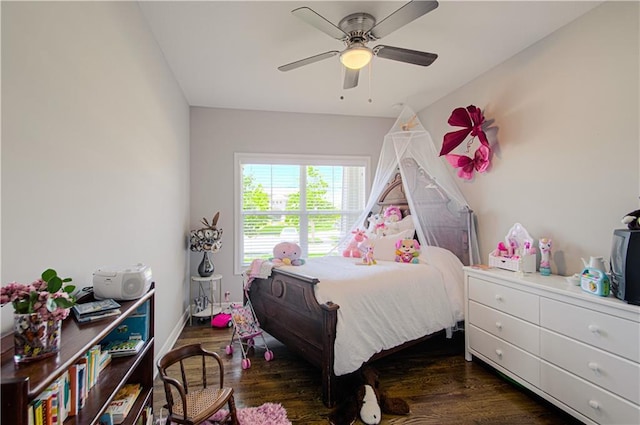 25383 W 144th Ct, Olathe, KS 66061 - bedroom with dark wood-style floors and a ceiling fan