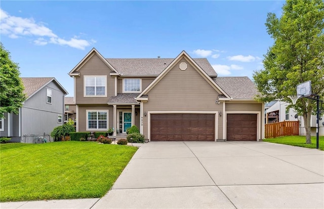 9820 N Donnelly Ave, Kansas City, MO 64157 - view of front of home with driveway, a garage, and roof with shingles