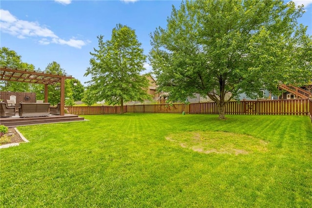 9820 N Donnelly Ave, Kansas City, MO 64157 - view of yard with a pergola and an outdoor living space