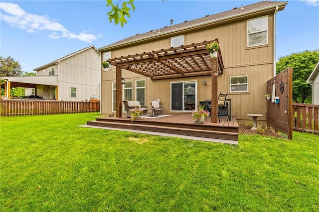 9820 N Donnelly Ave, Kansas City, MO 64157 - rear view of house with a wooden deck and a pergola