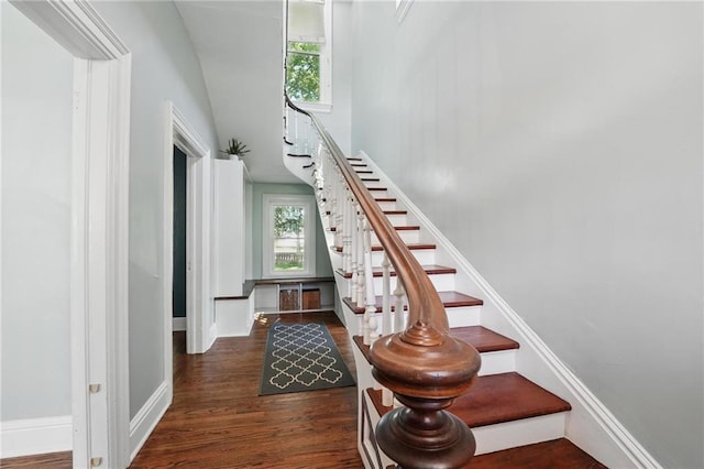 906 E Piankishaw St, Paola, KS 66071 - staircase with plenty of natural light, wood finished floors, and baseboards