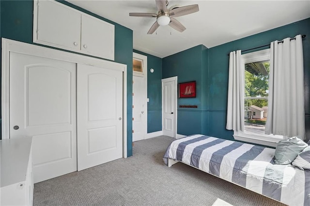 906 E Piankishaw St, Paola, KS 66071 - carpeted bedroom featuring a ceiling fan and a closet