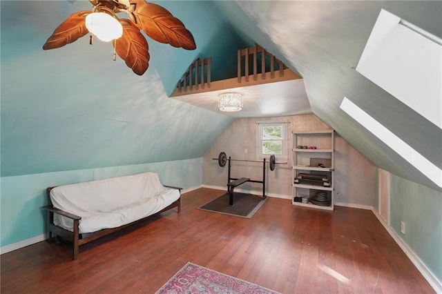 906 E Piankishaw St, Paola, KS 66071 - bonus room featuring vaulted ceiling, wood finished floors, baseboards, and a skylight