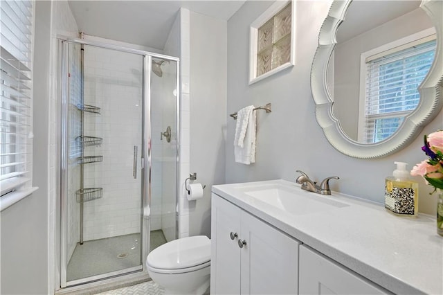 6016 W 85th St, Overland Park, KS 66207 - bathroom featuring toilet, vanity, and a stall shower