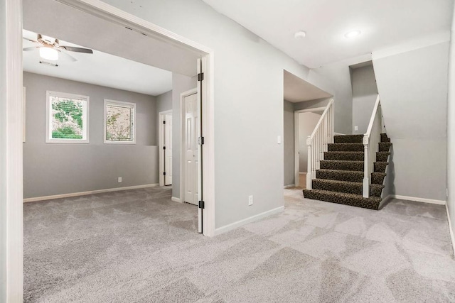 5408 W 153rd St, Leawood, KS 66224 - unfurnished room with a ceiling fan, stairway, carpet floors, and baseboards