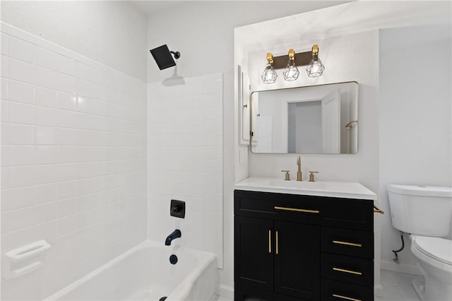 9501 Glenwood St, Overland Park, KS 66212 - bathroom featuring toilet, vanity, and washtub / shower combination