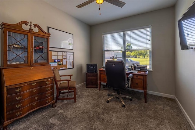 76 Casper St, Garden City, MO 64747 - office featuring a ceiling fan, carpet, and baseboards