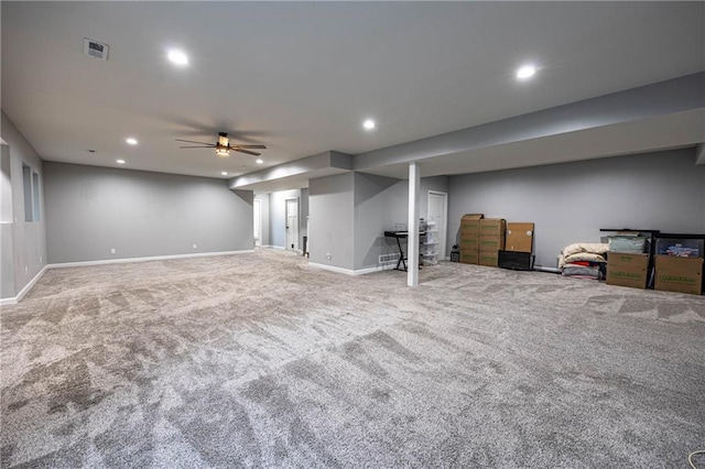 76 Casper St, Garden City, MO 64747 - finished basement featuring recessed lighting, carpet flooring, and baseboards